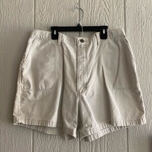 Vintage Wrangler Women Tan Cream Khaki Hi-Rise Mom Chino Shorts No Size Tag